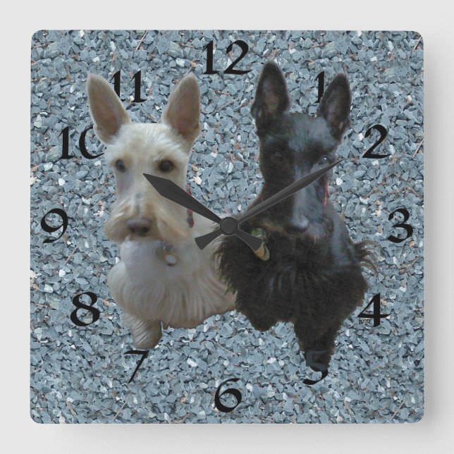 Carrée Horloge Terrier Écossais (Recto)