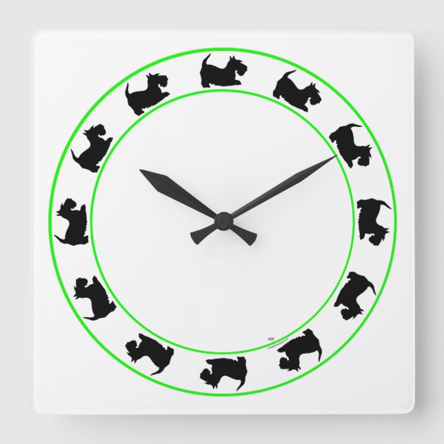 Carrée Horloge Terrier Écossais (Recto)
