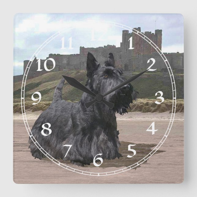 Carrée Horloge Terrier Écossais (Recto)