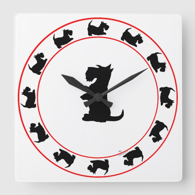 Carrée Horloge Terrier Écossais (Recto)