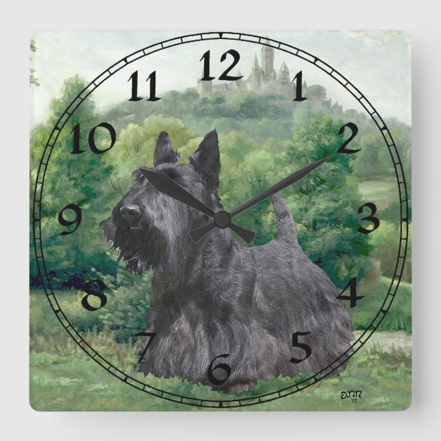 Carrée Horloge Terrier Écossais (Recto)