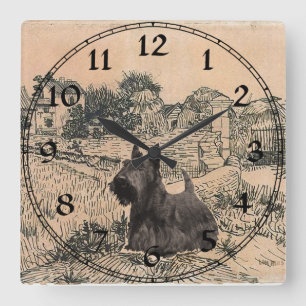 Carrée Horloge Terrier Écossais
