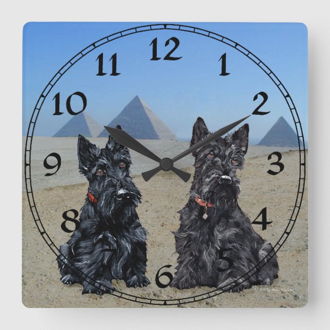 Carrée Horloge Terrier Écossais (Recto)