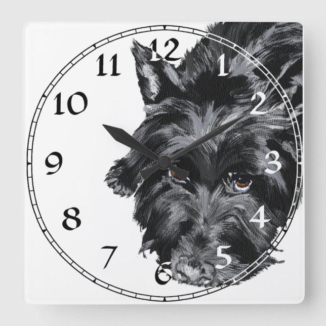 Carrée Horloge Terrier Écossais (Recto)