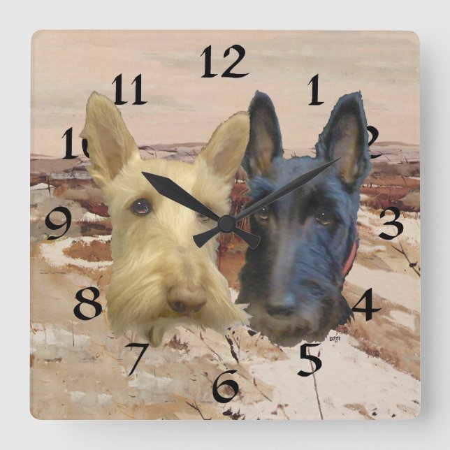Carrée Horloge Terrier Écossais (Recto)