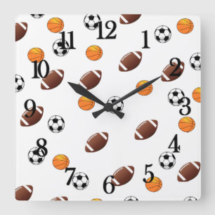 Carrée Horloge Thème Sport