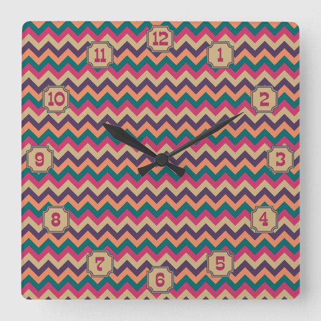 Carrée Horloge Tropicale Zigzag (Recto)