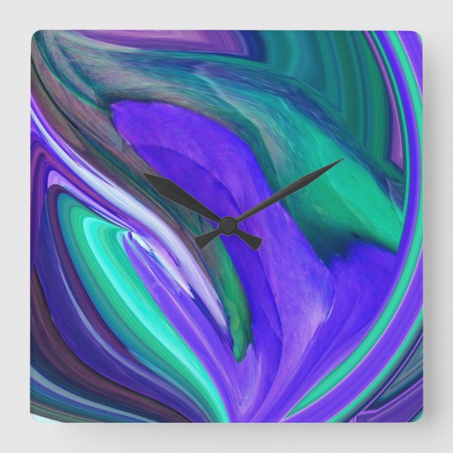 Carrée Horloge Turquoise Abstraite (Recto)