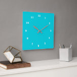 Carrée Horloge Turquoise avec couleurs et polices personn<br><div class="desc">Couleurs et polices personnalisées - Concevez vos propres horloges Turquoise personnalisées - ou Choisissez / ajoutez votre arrière - plan favori et les couleurs / polices / taille ! Bonne chance - Soyez heureux :) Par MIGNED</div>