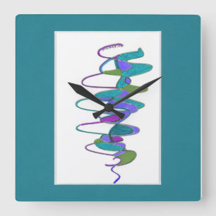 Carrée Horloge turquoise de coutume de cyclone