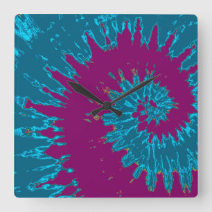 Carrée Horloge turquoise et marron à tarte spirale