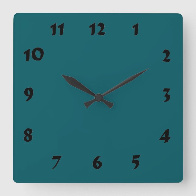 Carrée Horloge Turquoise foncée numérique modifiable (Recto)