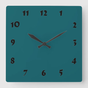 Carrée Horloge Turquoise foncée numérique modifiable