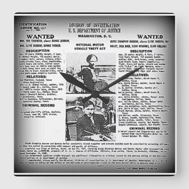 Carrée Horloge unique mignonne et de Clyde /wall (Recto)