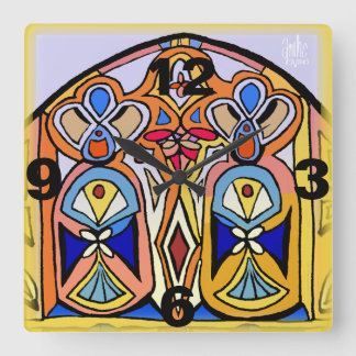 Carrée Horloge - Verre coloré inspiré.