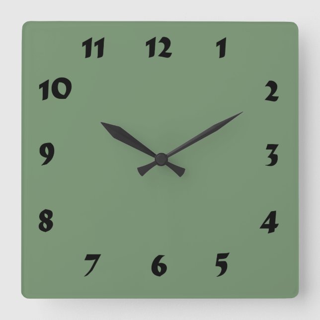 Carrée Horloge verte à échelle numérique modifiable (Recto)