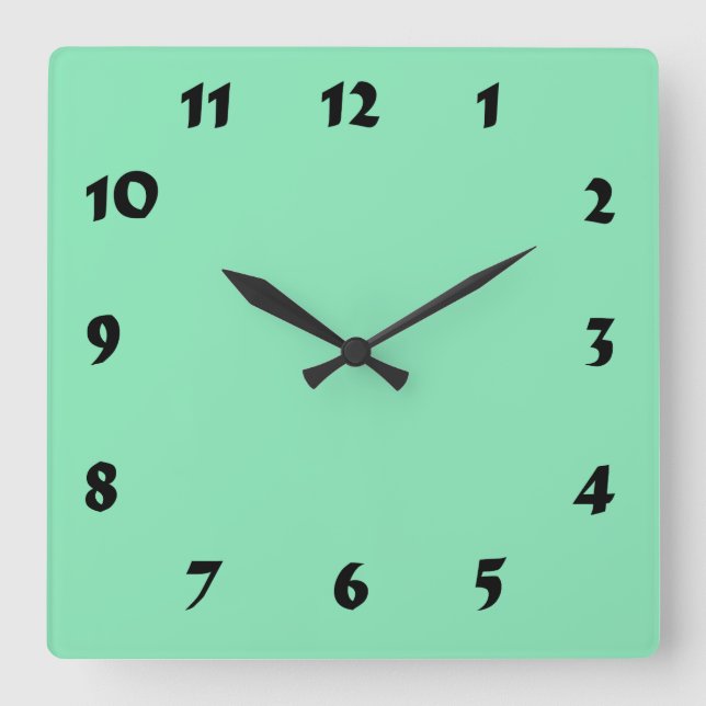 Carrée Horloge verte à menthe pastel numérique modifiable (Recto)