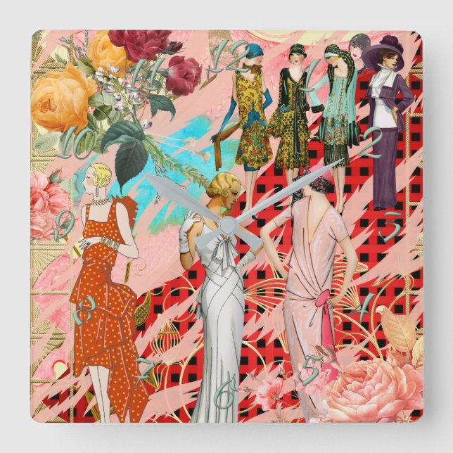 Carrée Horloge vintage en acrylique (Recto)