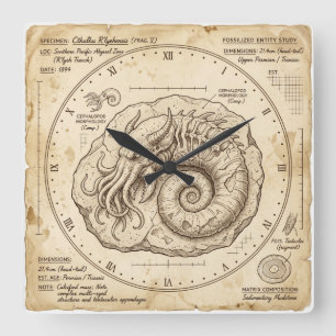 Carrée Horloge Vintage Fossile de Cthulhu Pièce d'Horloge