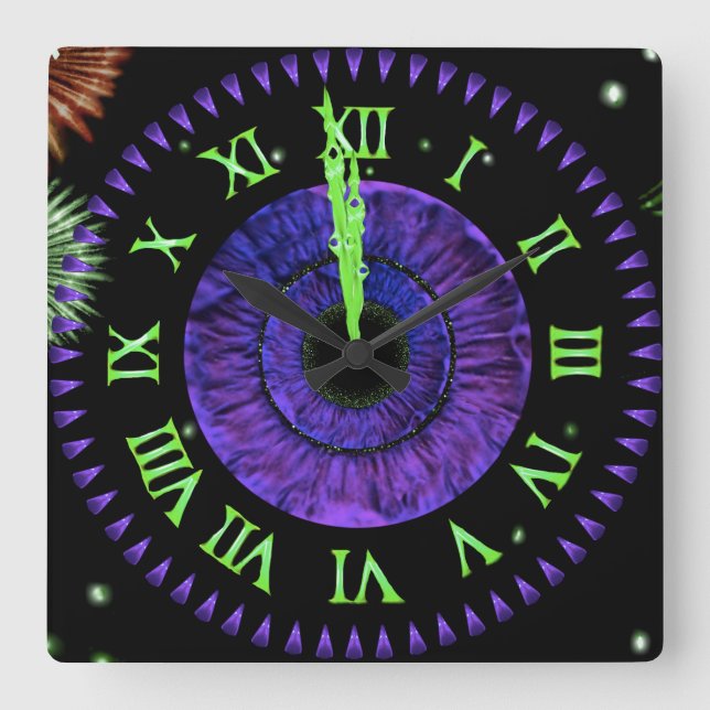 Carrée Horloge Violet de Minuit (Recto)