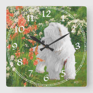 Carrée Horloge West Highland White Terrier