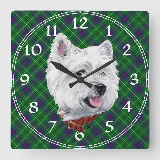 Carrée Horloge West Highland White Terrier (Recto)