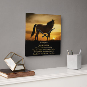 Carrée Horse Memorial Horse's Name Carré Wall Horloge
