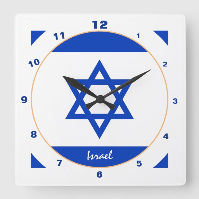 Carrée Israel Drapeau & Israël tendance mode / horloge de (Recto)