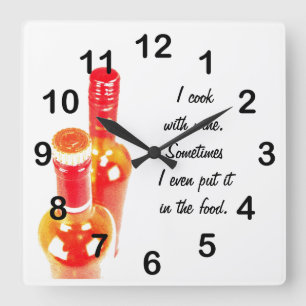 Carrée Je fais cuire avec du vin - horloge de bouteilles