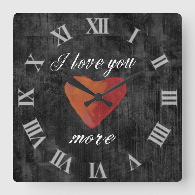 Carrée Je T'Aime Encore Plus Mur Horloge (Recto)