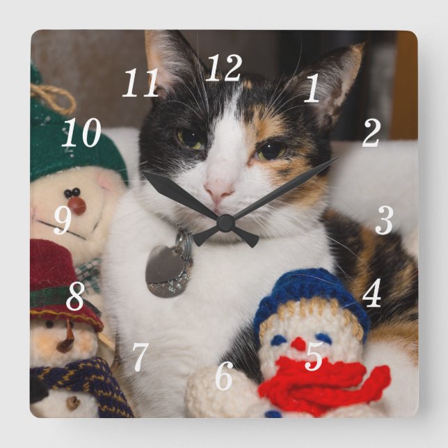 Carrée J'Espère Un Mur Calico Horloge (Recto)
