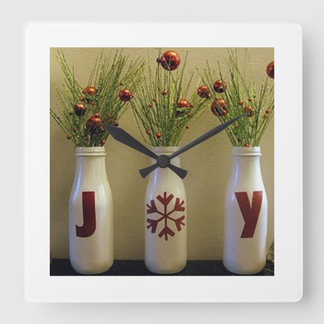CARRÉE "JOY JOY JOY JOY JOY" HORLOGE DE NOËL (Recto)