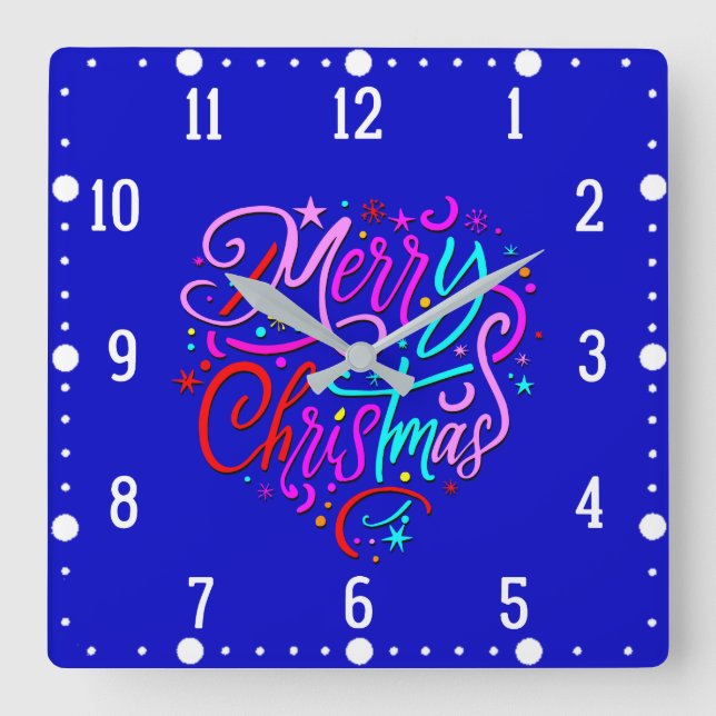 Carrée Joyeux Noël - Noël Design Horloge (Recto)