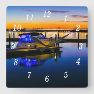 Carrée Lac Ray Hubbard Rockwall TX Sunset Wall Horloge