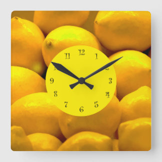 Carrée Lemons Thème Cuisine Mur Horloge