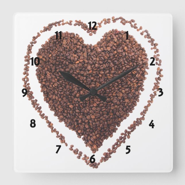 Carrée Love Coffee Horloge (Recto)