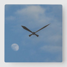 Ma Lune de jour - Horloge Carré décorative