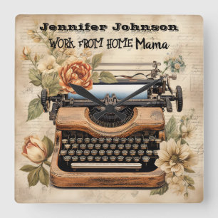 Carrée Machine à écrire vintage de la maison mère horloge