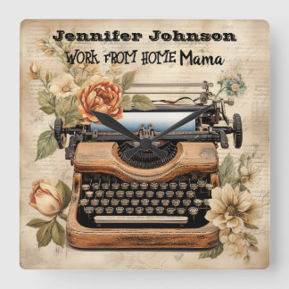 Carrée Machine à écrire vintage de la maison mère horloge