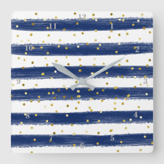 Carrée Marine Moderne, Blanc, Grilles D'Or, Horloge Confe