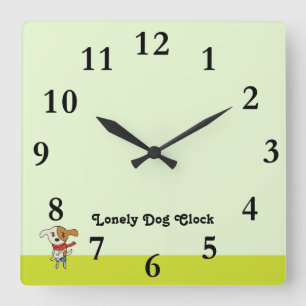 Carrée Mignonne horloge de chien solitaire !