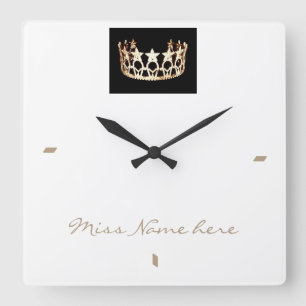 Carrée Miss America Style Gold White Crown Horloge