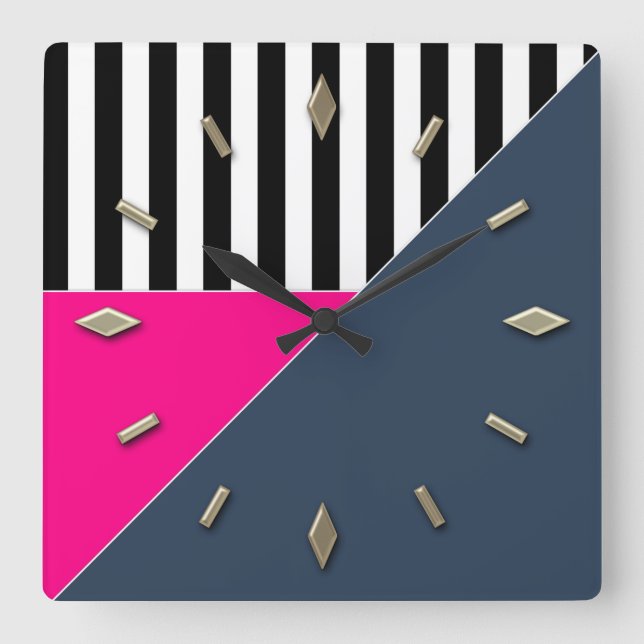 Carrée Moderne, élégant, abstrait, décoratif, horloge (Recto)