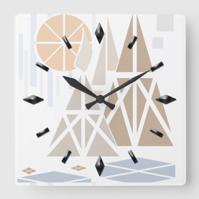Carrée Moderne, élégante, abstraite, décorative, horloge (Recto)