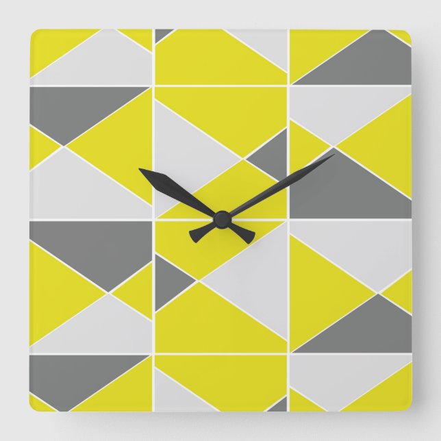 Carrée Motif gris jaune - Horloge (Recto)