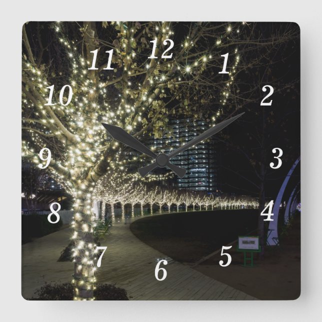 Carrée Noël À Klyde Warren Park Horloge Mur (Recto)