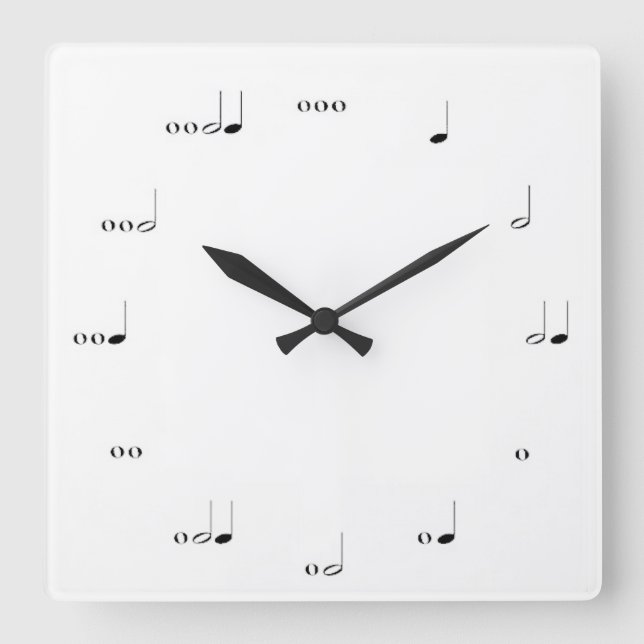 CARRÉE NOTE MUSICALE MUR HORLOGE NOIR ET BLANC (Recto)