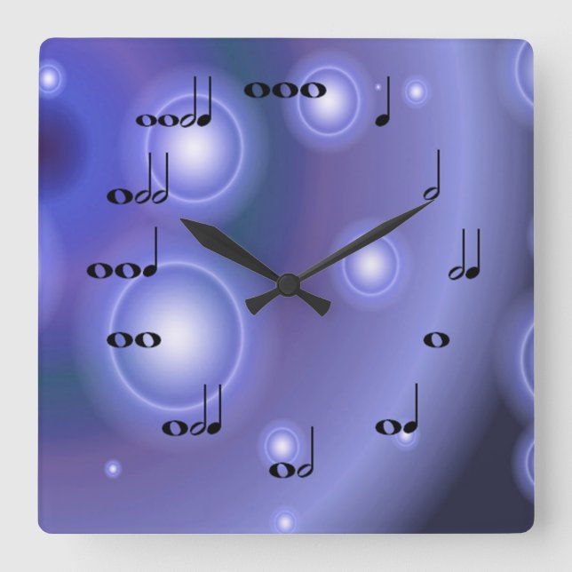 Carrée Notes musicales Horloge avec violet (Recto)