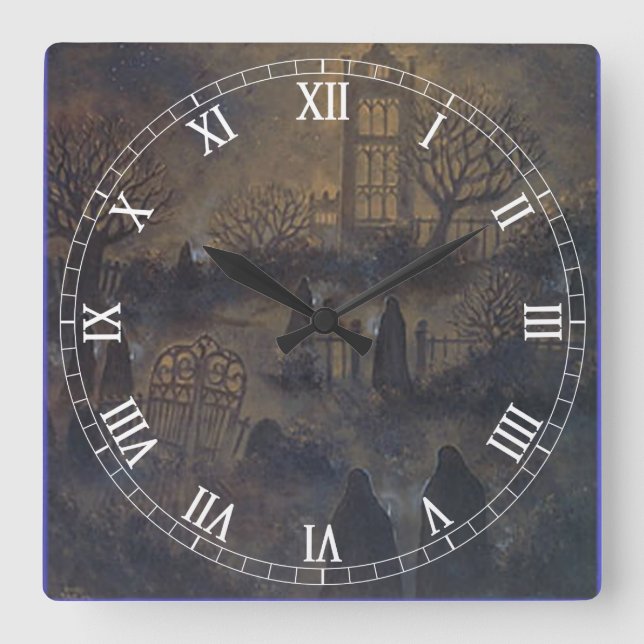 Carrée Numéros romains Carrés Zombies Horloge (Recto)
