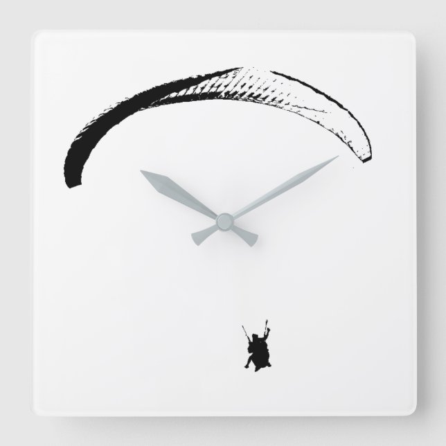 Carrée Parachute noir et blanc - Horloge (Recto)